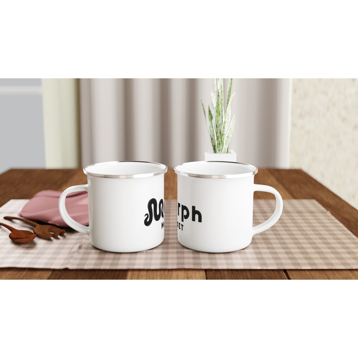 Morph Market (Dark) - White 12oz Enamel Mug