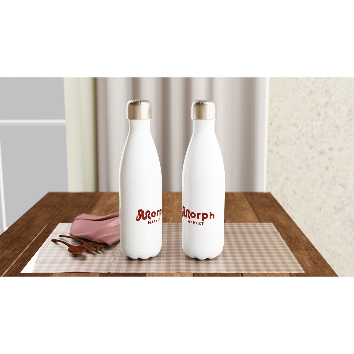 Morph Market (Red Circles) - White 17oz Stainless Steel Water Bottle