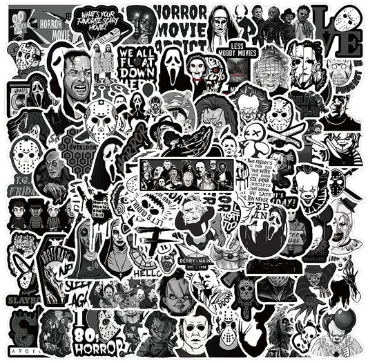 100 Pcs Horror Stickers,Horror Movie Stickers Vinyl Waterproof Stickers for Laptop,Skateboard,Hydro Flask,Water Bottles,Computer,Phone(Horror - 100PCS) - D.T III | Design & Photography