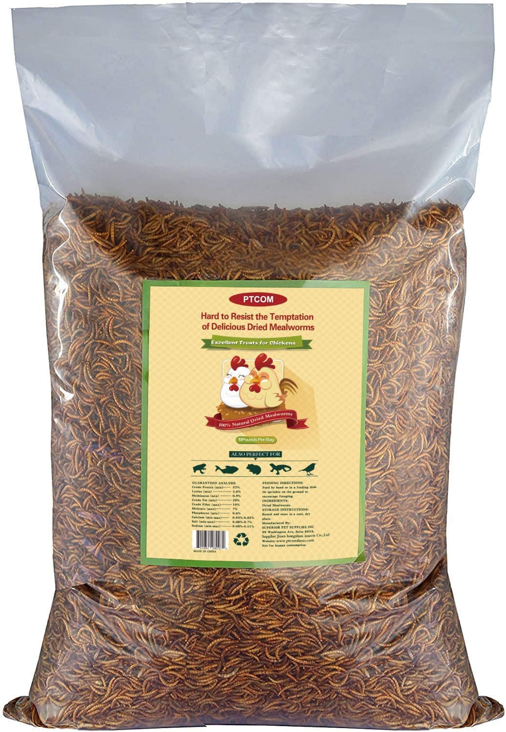 10lbs Bulk Non - GMO Dried Mealworms for Reptile , Tortoise ; Amphibian ,Lizard ;Wild Birds; Chichens; Duck etc - D.T III | Design & Photography