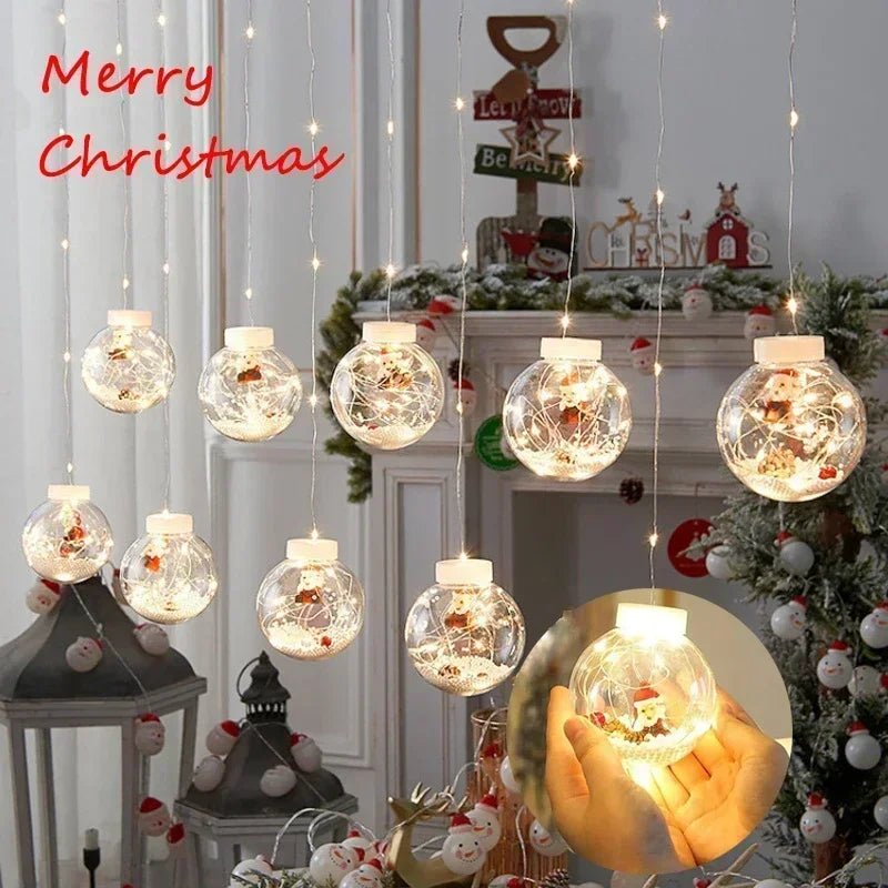 10PCS LED Christmas Curtain Lamp Fairy Snowman Wishing Ball Lamp String Christmas Window Decoration Christmas Light Room - D.T III | Design & Photography