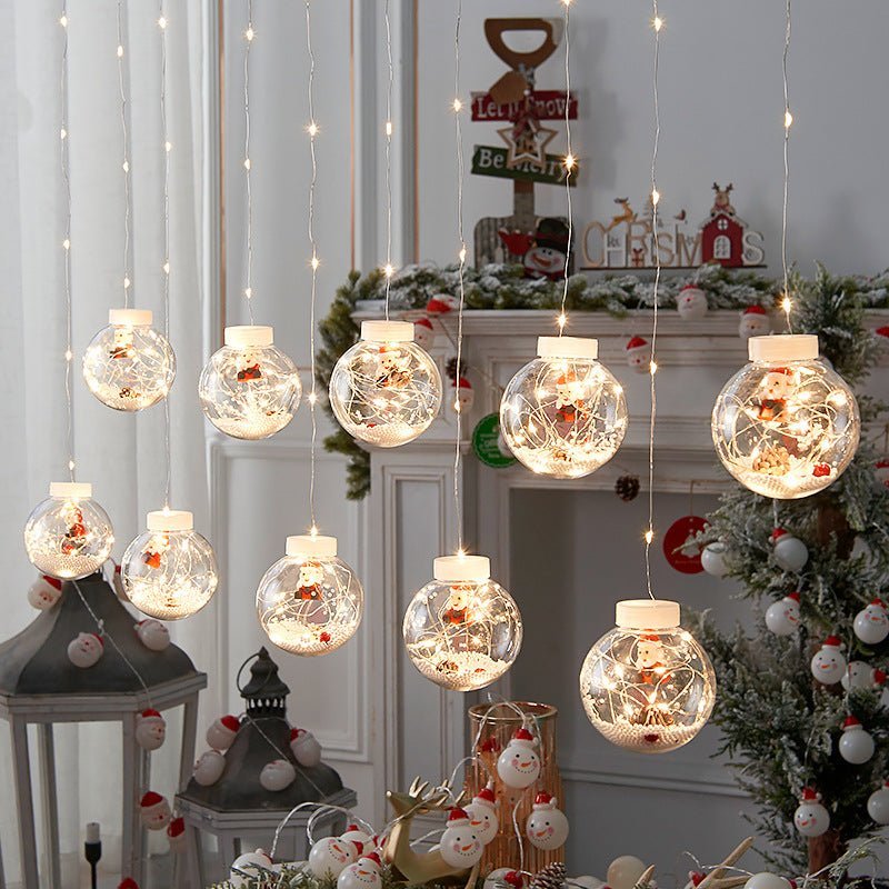 10PCS LED Christmas Curtain Lamp Fairy Snowman Wishing Ball Lamp String Christmas Window Decoration Christmas Light Room - D.T III | Design & Photography