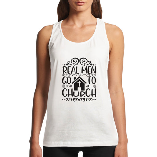 Real Men Go To Church - Performance Womens Tank Top