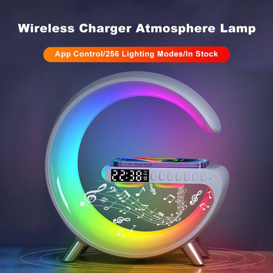 2023 New Intelligent G Shaped LED Lamp Bluetooth Speake Wireless Charger Atmosphere Lamp App Control For Bedroom Home Decor - D.T III | Design & Photography