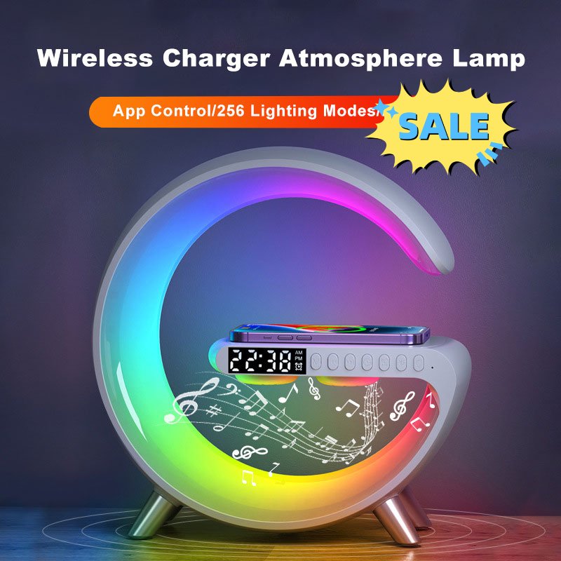 2023 New Intelligent G Shaped LED Lamp Bluetooth Speake Wireless Charger Atmosphere Lamp App Control For Bedroom Home Decor - D.T III | Design & Photography