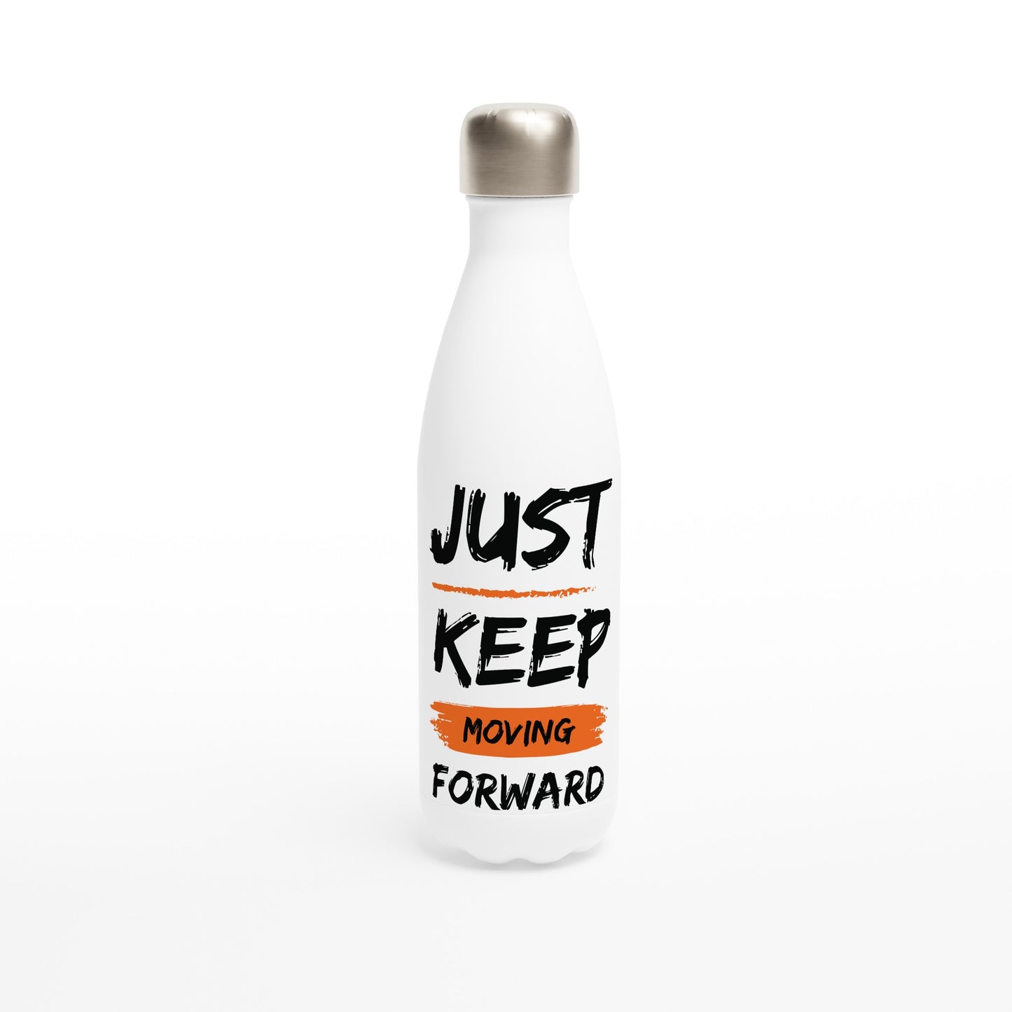 Just Keep Moving Forward - White 17oz Stainless Steel Water Bottle