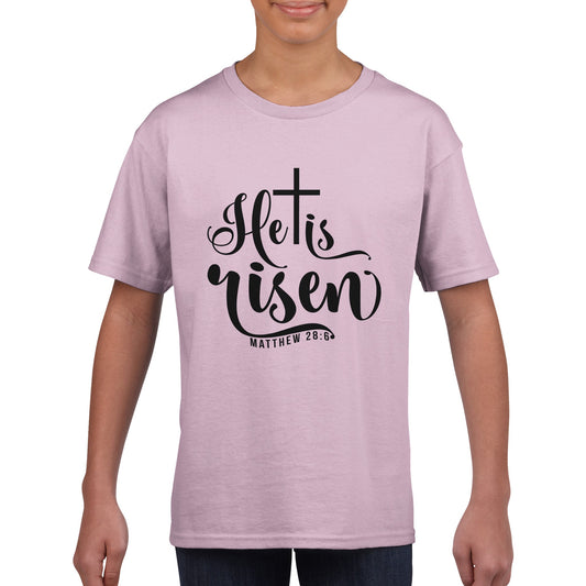 He is Risen (Matthew 20:6) - Classic Kids Crewneck T-shirt