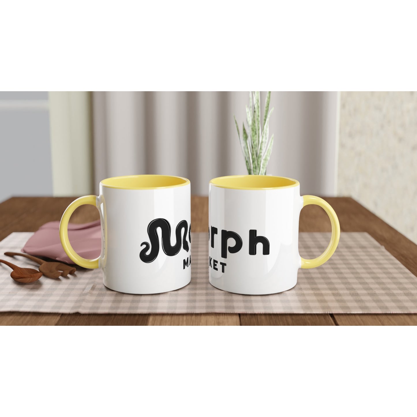 Morph Market (Dark) - White 11oz Ceramic Mug with Color Inside