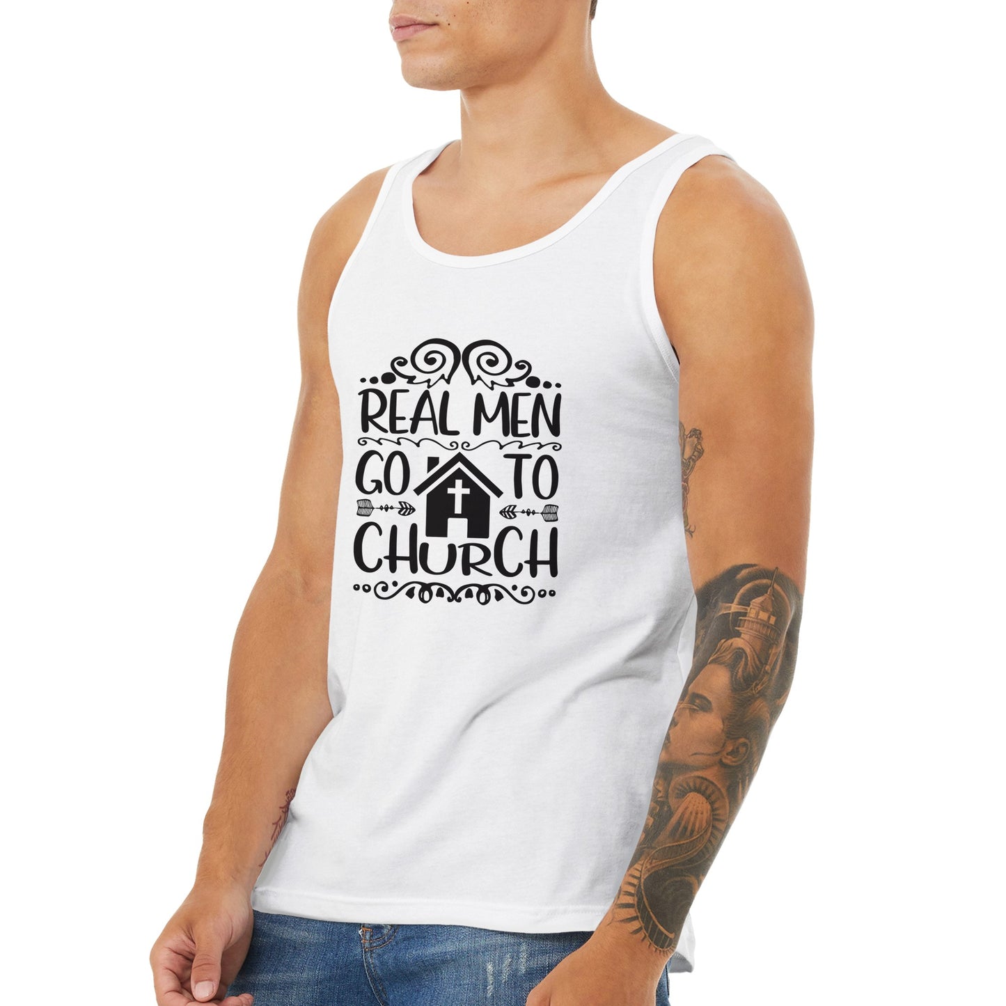 Real Men Go To Church - Premium Unisex Tank Top