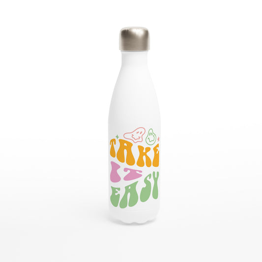 Take It Easy - White 17oz Stainless Steel Water Bottle