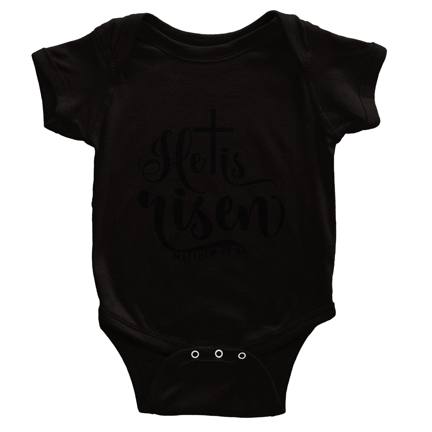 He is Risen (Matthew 20:6) - Classic Baby Short Sleeve Bodysuit