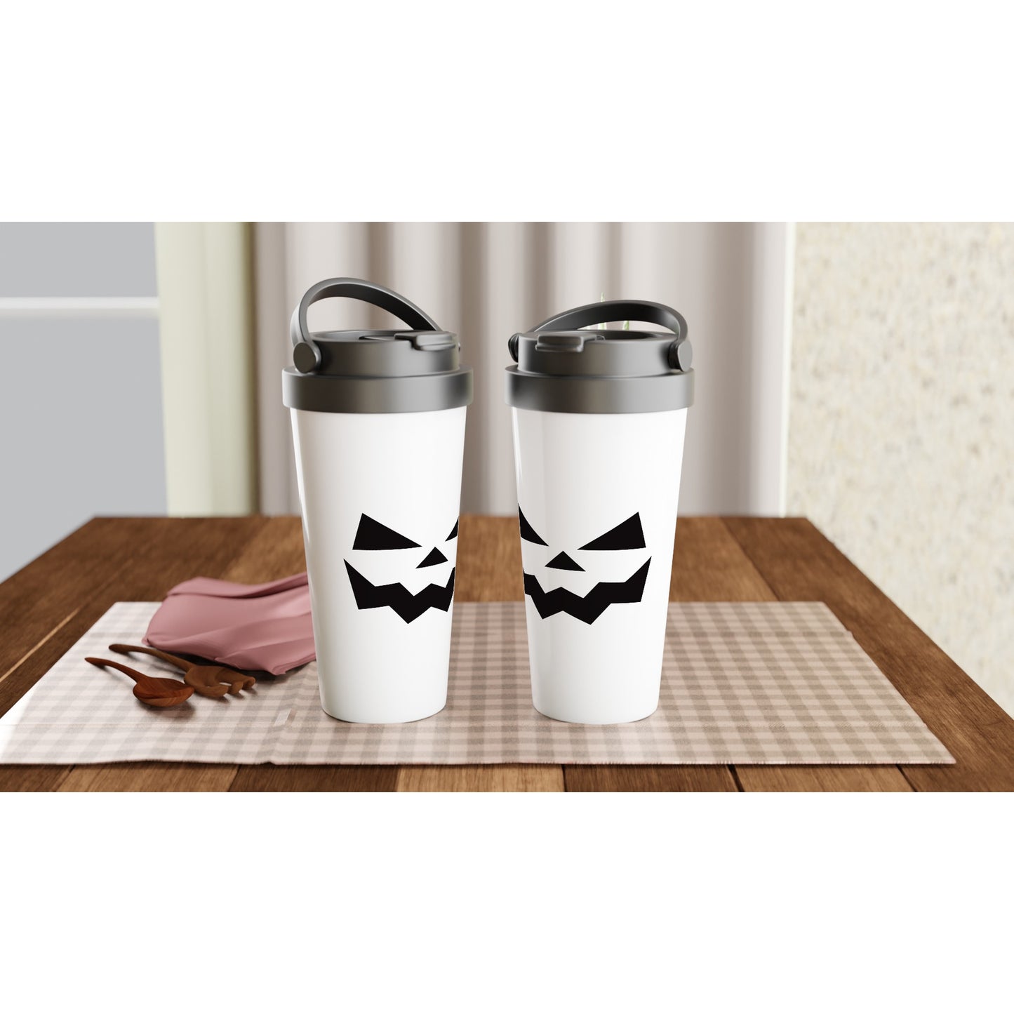 Jack O' Lantern - White 15oz Stainless Steel Travel Mug