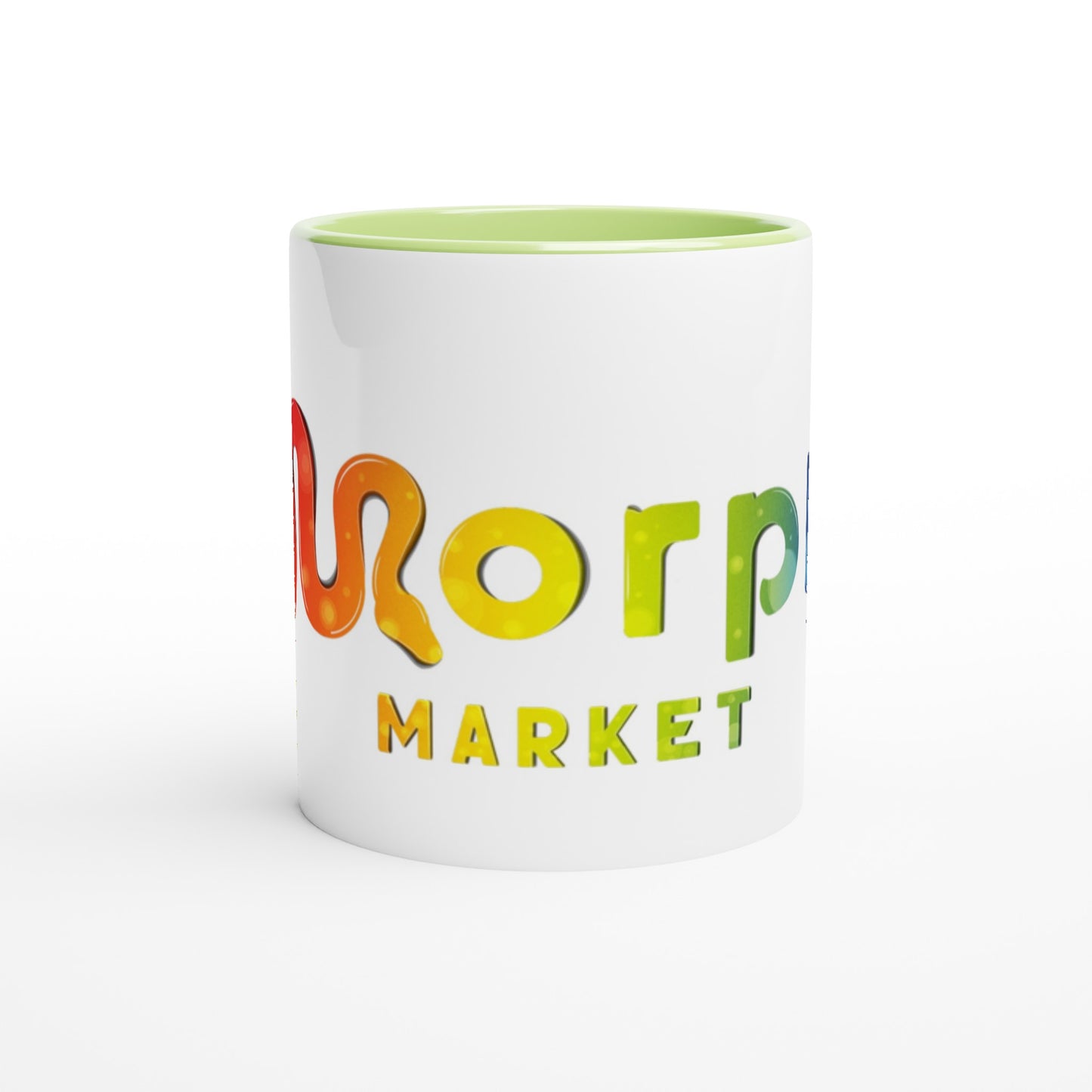 Morph Market (Rainbow Circles) - White 11oz Ceramic Mug with Color Inside