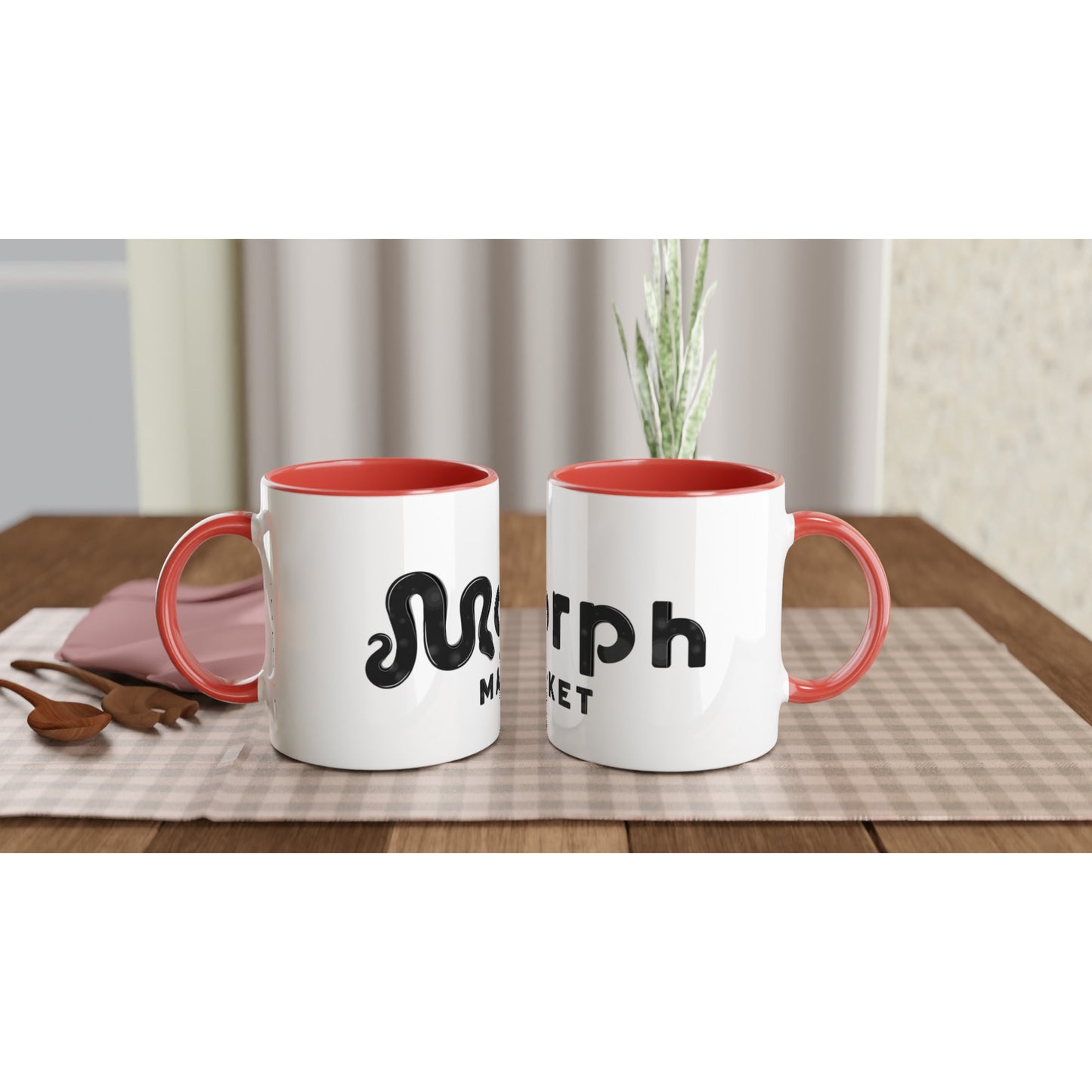 Morph Market (Dark Circles) - White 11oz Ceramic Mug with Color Inside