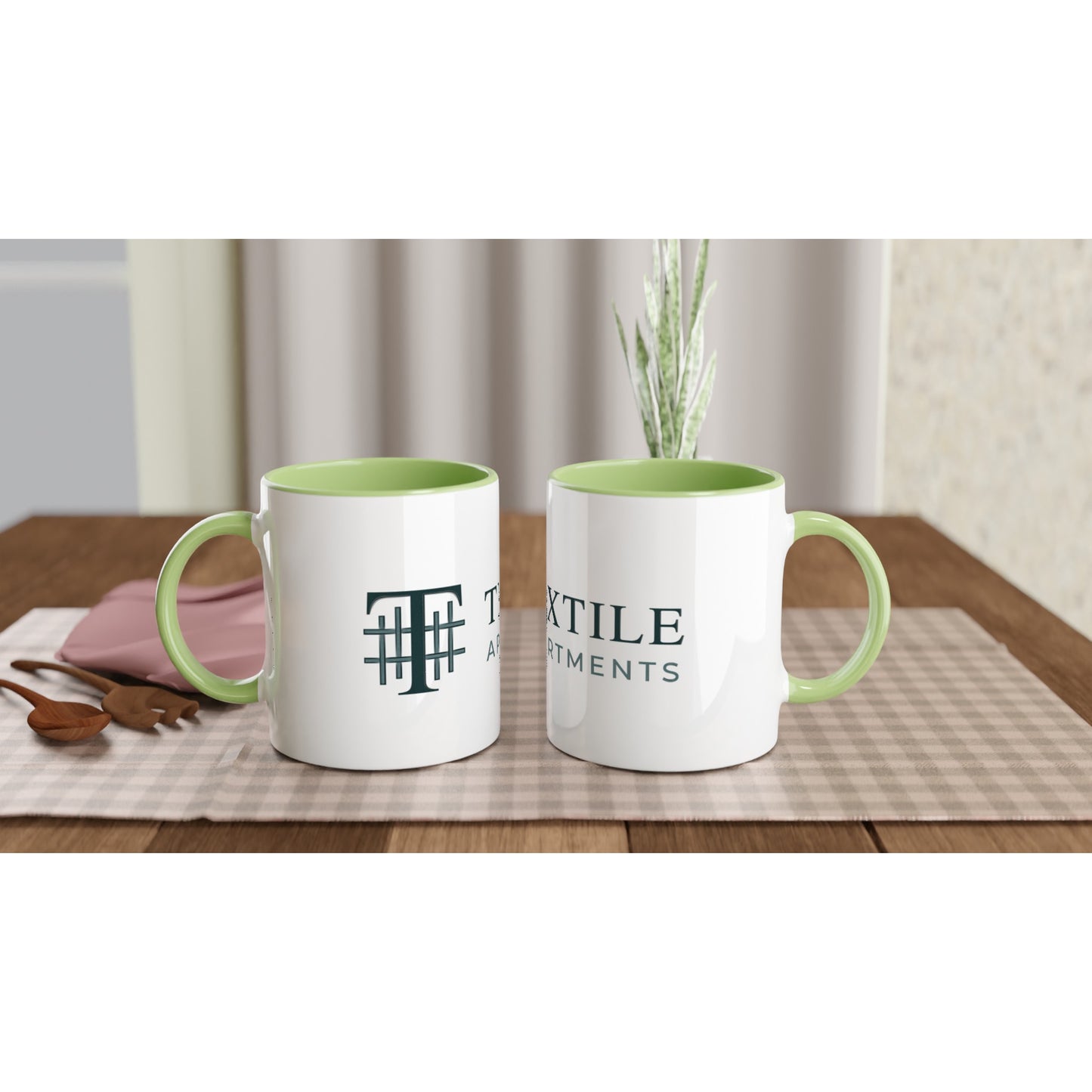 Textile Apartments - White 11oz Ceramic Mug with Color Inside