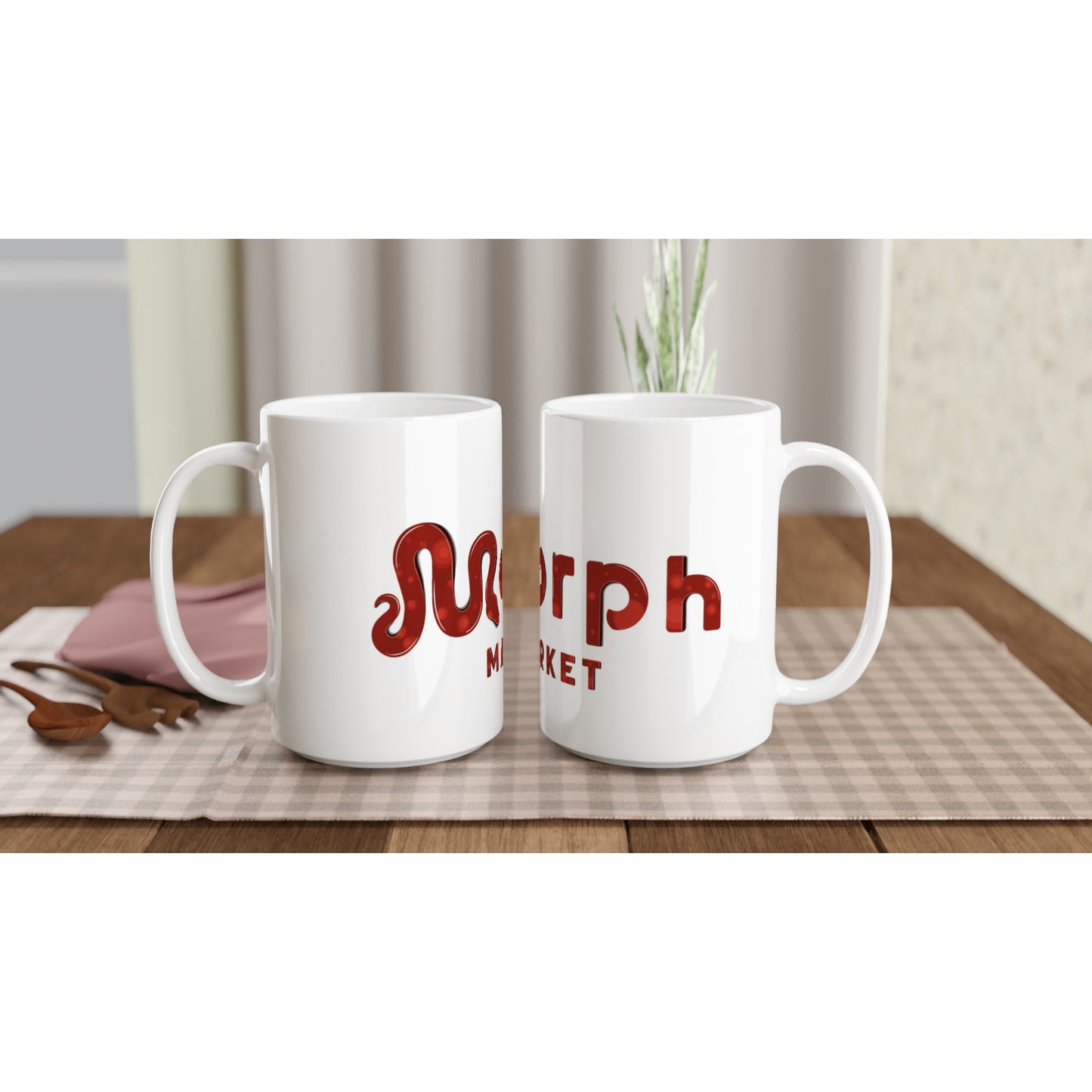 Morph Market (Red Circles) - White 15oz Ceramic Mug