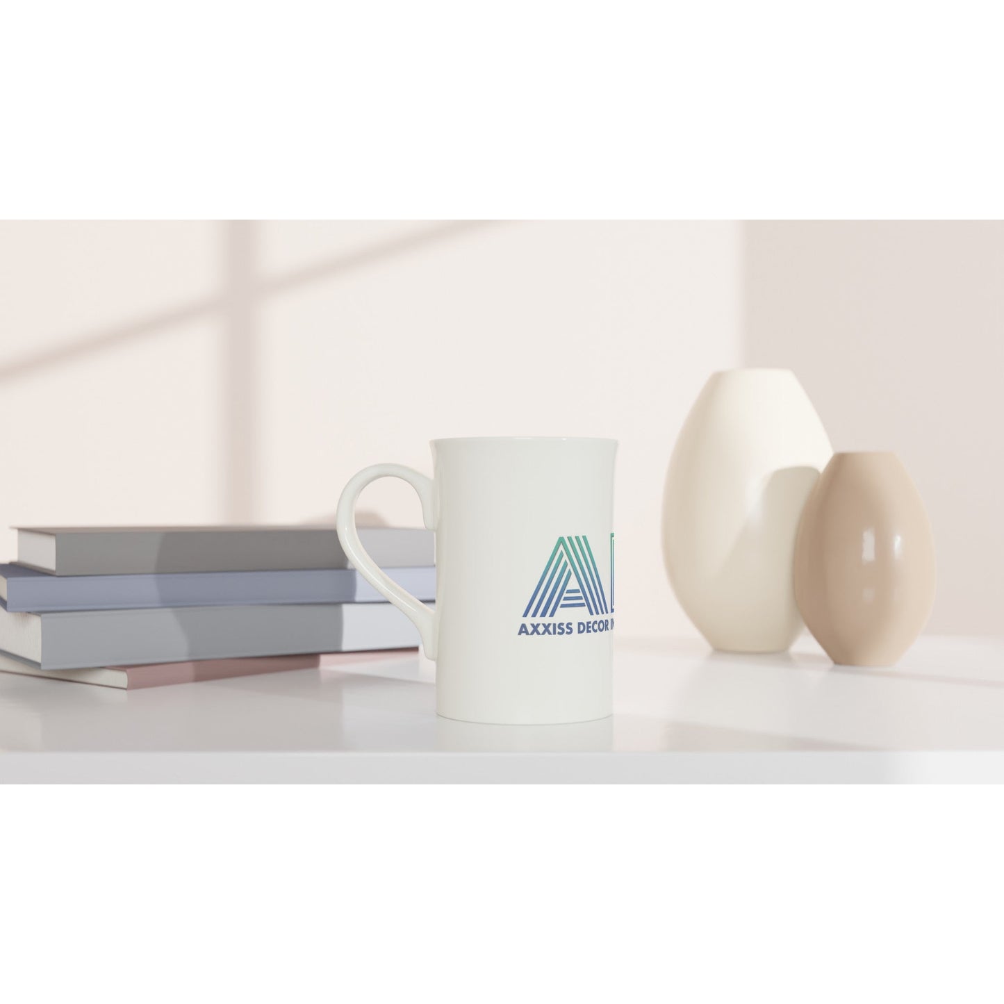 ADI - Axxis Decor Installations, LLC - White 10oz Porcelain Slim Mug - D.T III | Design & Photography