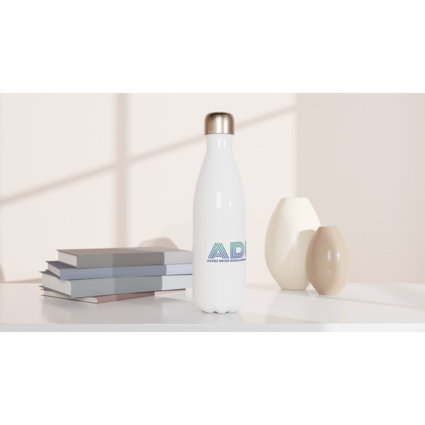 ADI - Axxis Decor Installations, LLC - White 17oz Stainless Steel Water Bottle - D.T III | Design & Photography