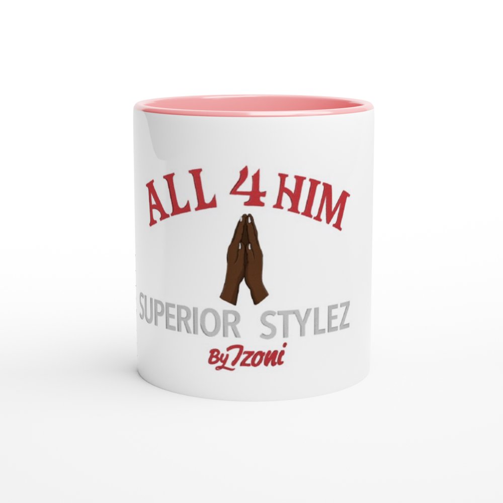 All 4 Him - White 11oz Ceramic Mug with Color Inside (Light) - D.T III | Design & Photography