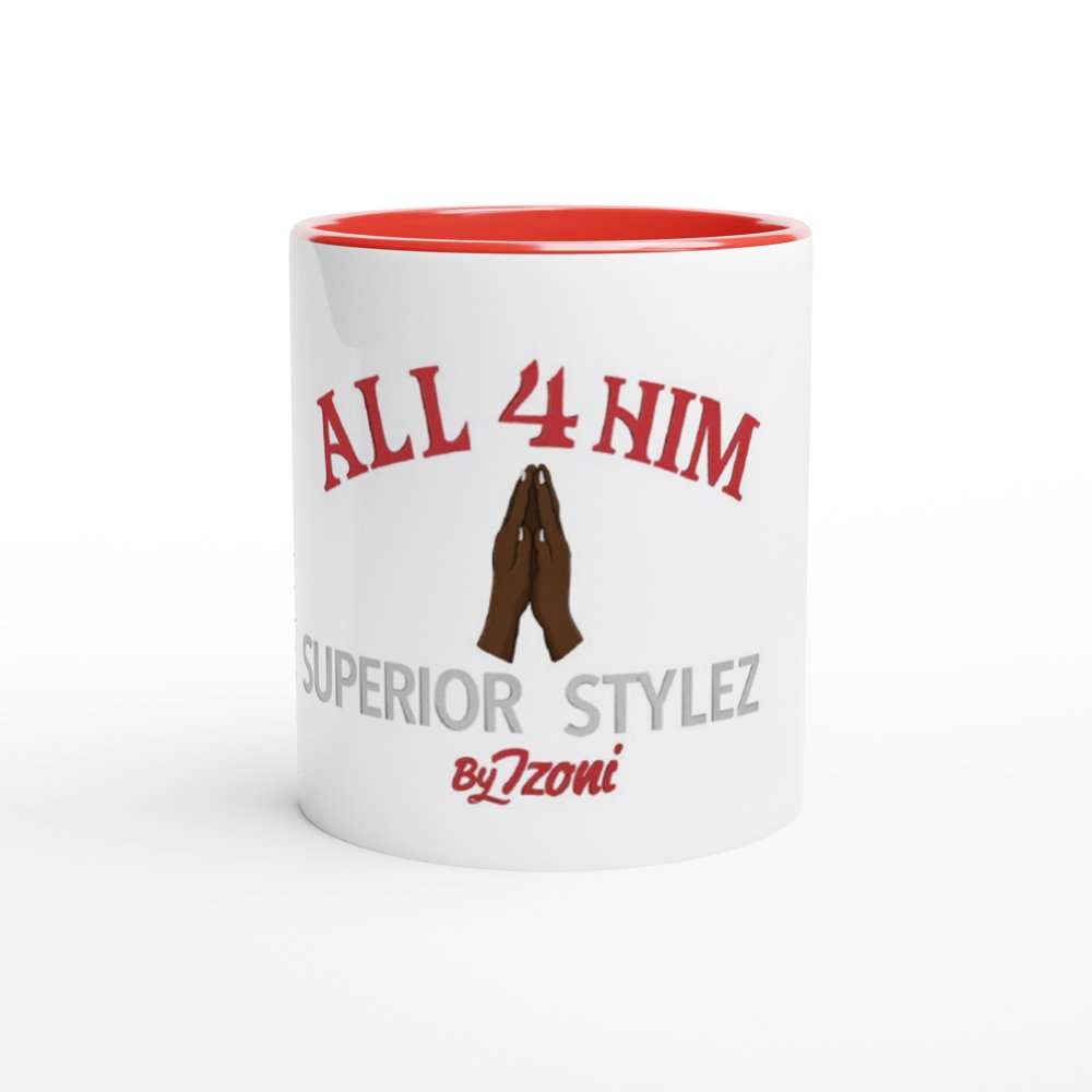 All 4 Him - White 11oz Ceramic Mug with Color Inside (Light) - D.T III | Design & Photography