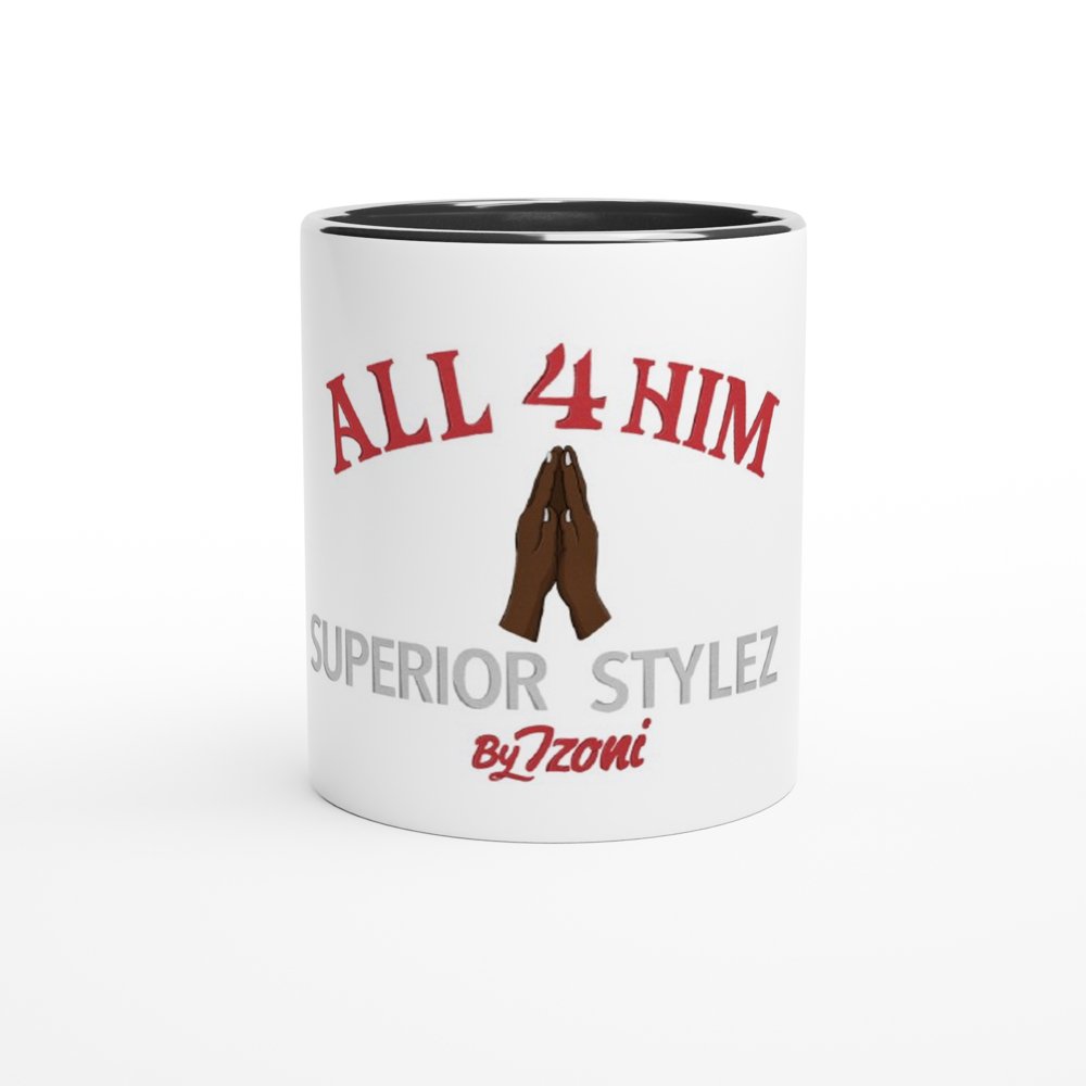 All 4 Him - White 11oz Ceramic Mug with Color Inside (Light) - D.T III | Design & Photography