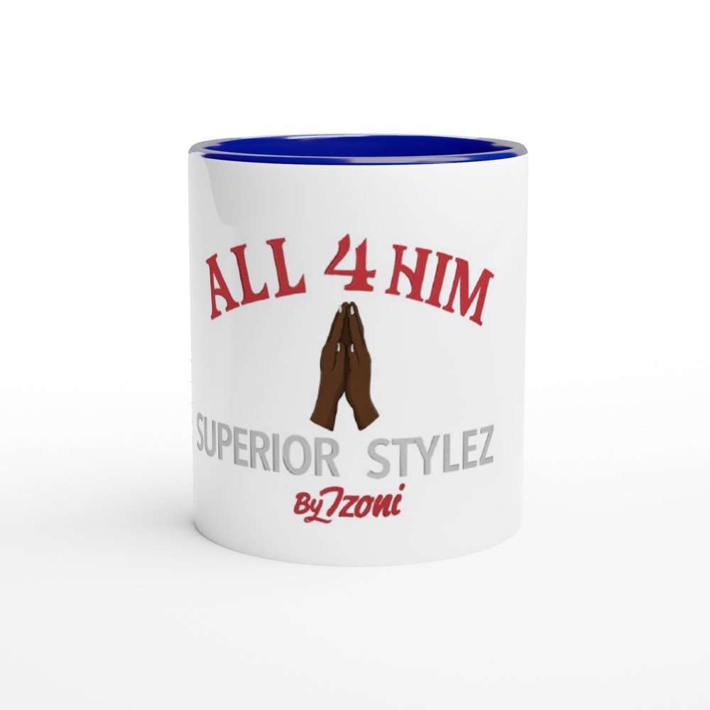 All 4 Him - White 11oz Ceramic Mug with Color Inside (Light) - D.T III | Design & Photography