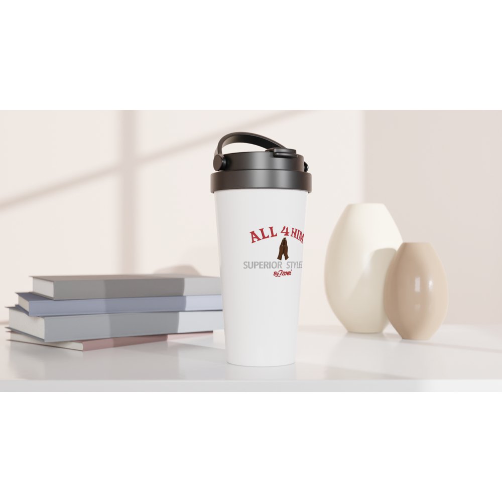 All 4 Him - White 15oz Stainless Steel Travel Mug (Light) - D.T III | Design & Photography