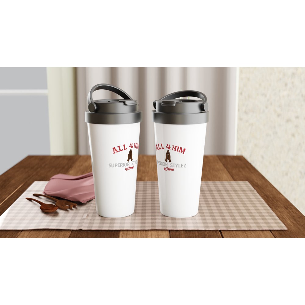 All 4 Him - White 15oz Stainless Steel Travel Mug (Light) - D.T III | Design & Photography