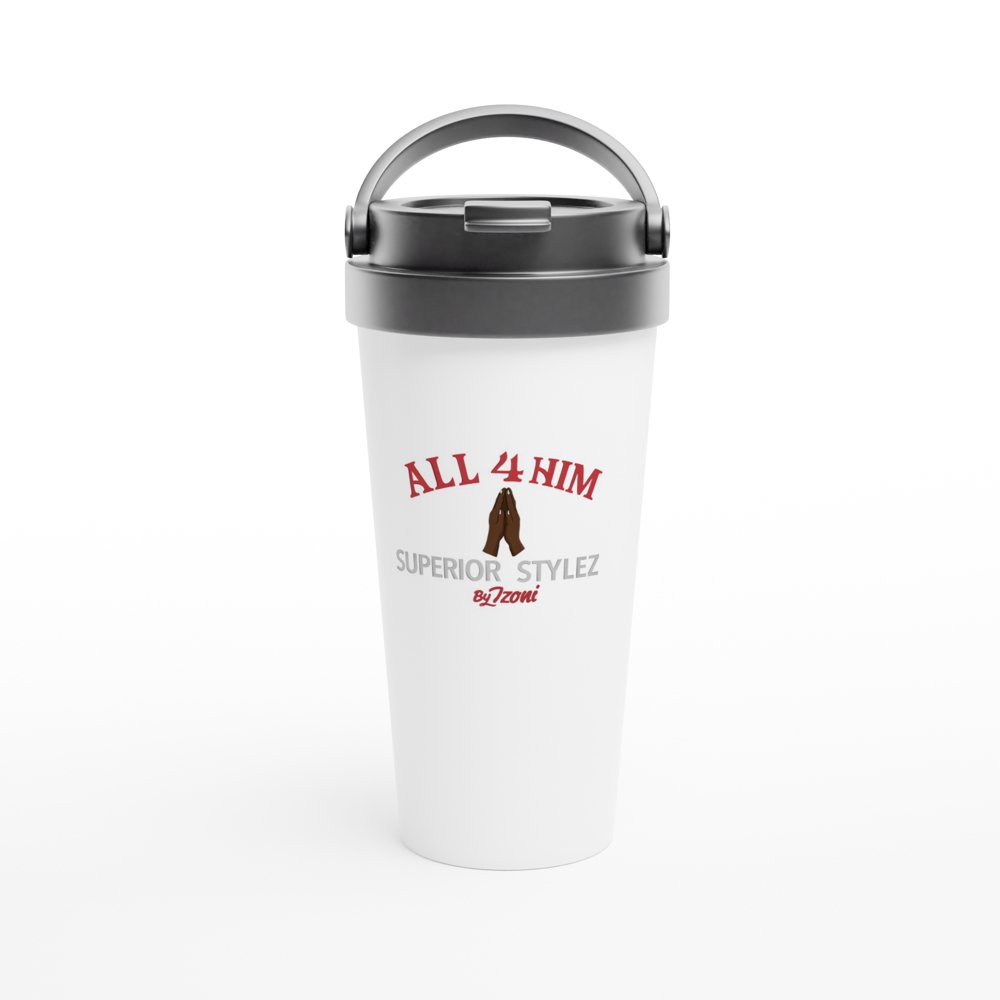 All 4 Him - White 15oz Stainless Steel Travel Mug (Light) - D.T III | Design & Photography