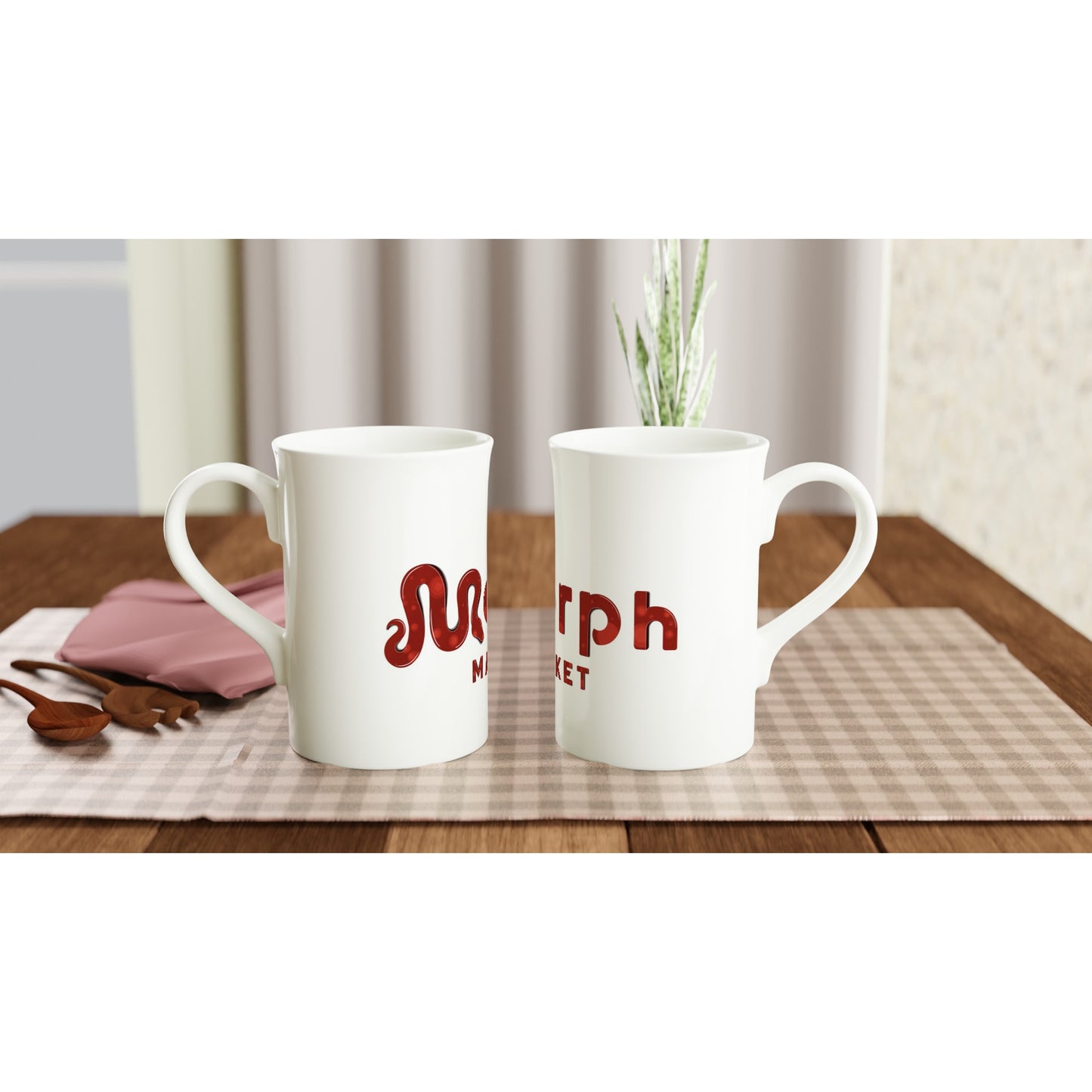 Morph Market (Red Circles) - White 10oz Porcelain Slim Mug