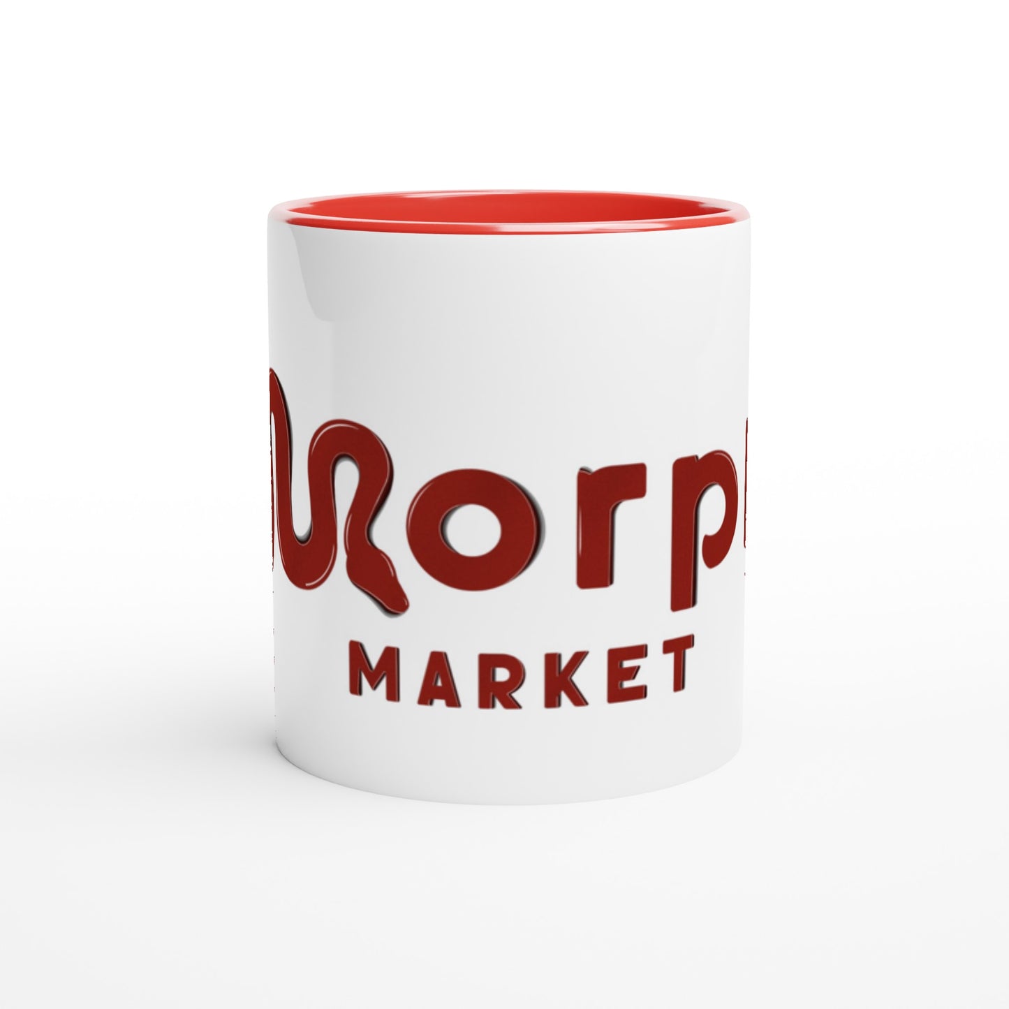 Morph Market (Red) - White 11oz Ceramic Mug with Color Inside