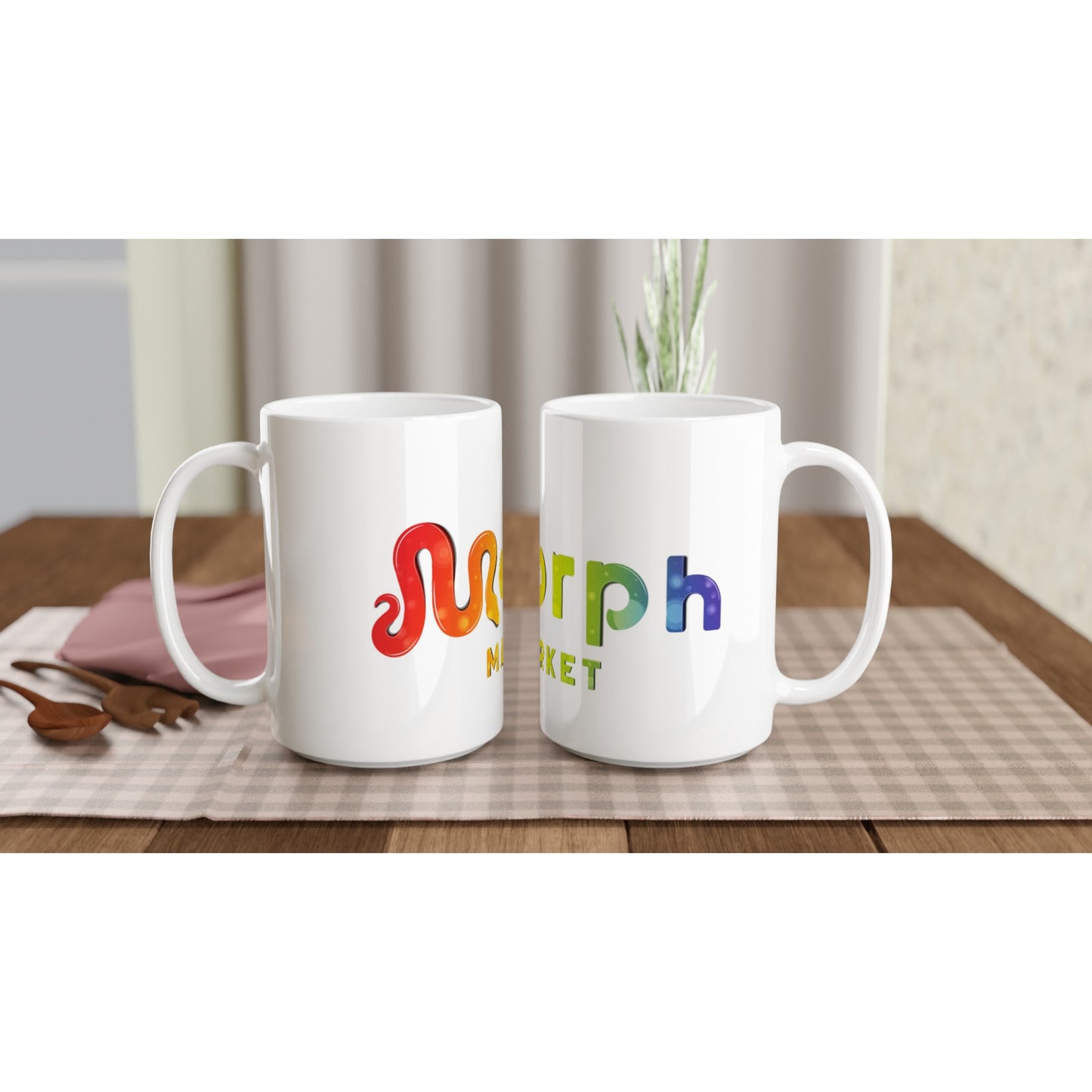 Morph Market (Rainbow Circles) - White 15oz Ceramic Mug