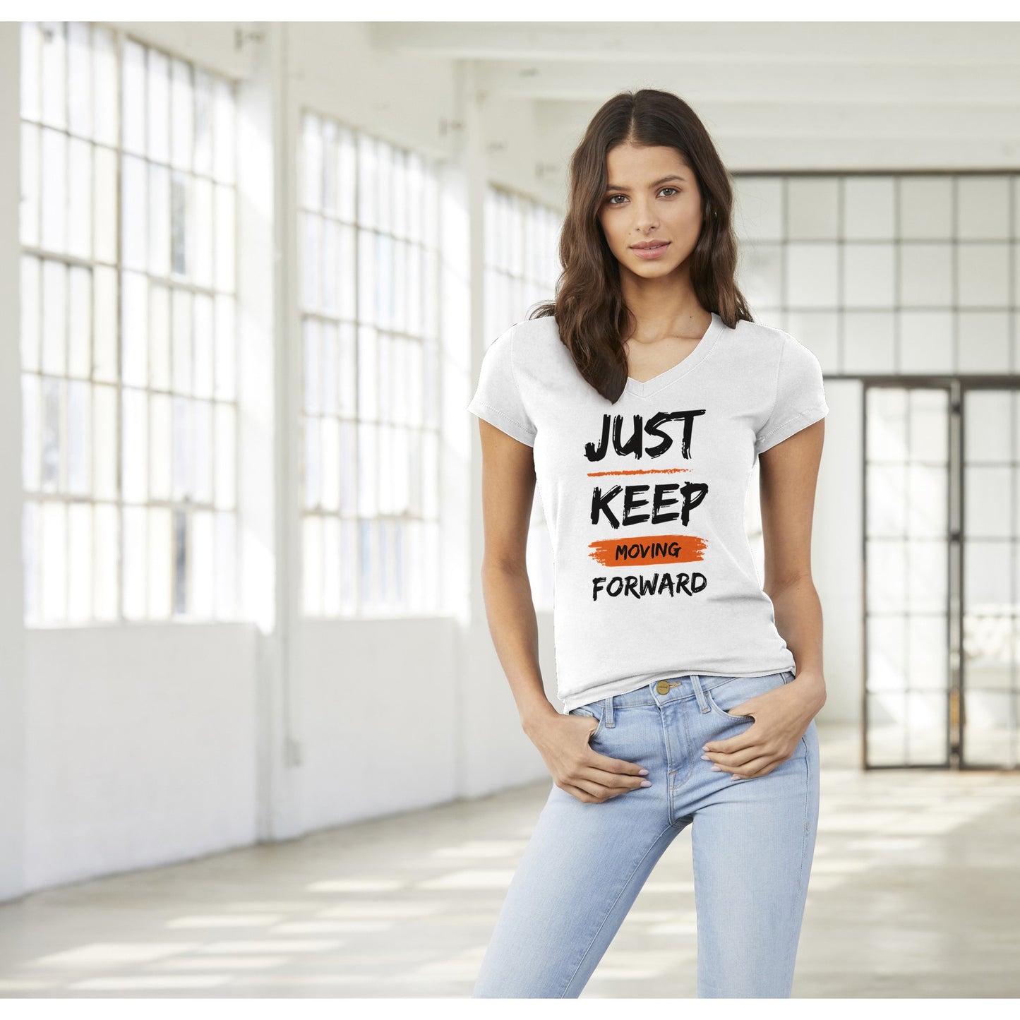 Just Keep Moving Forward - Premium Womens V-Neck T-shirt