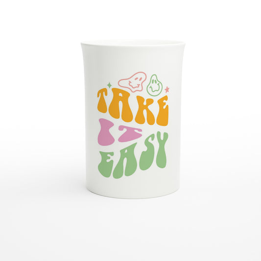 Take It Easy - White 10oz Porcelain Slim Mug