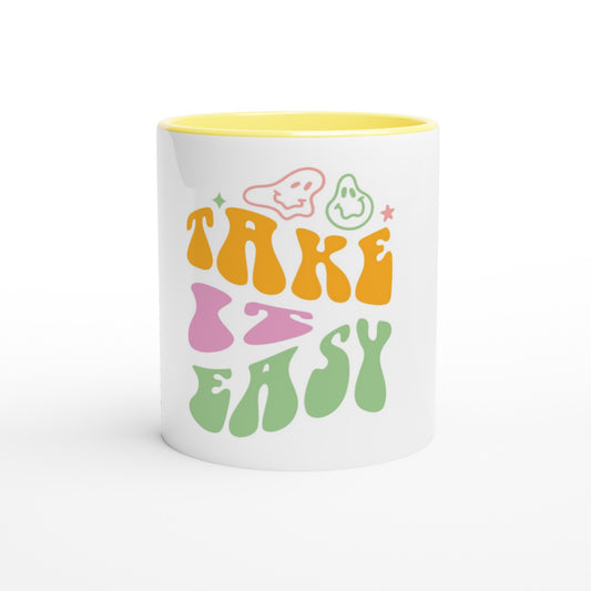 Take It Easy - White 11oz Ceramic Mug with Color Inside