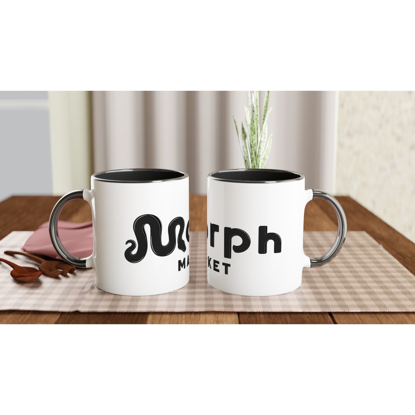 Morph Market (Dark) - White 11oz Ceramic Mug with Color Inside