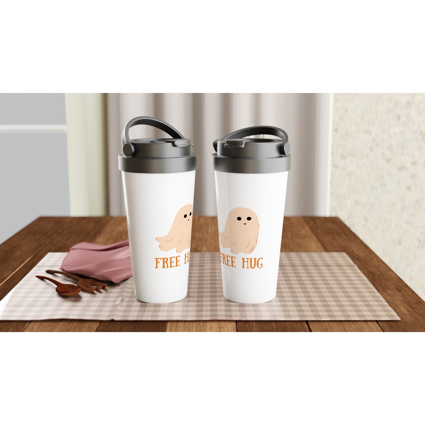 Free Hug - White 15oz Stainless Steel Travel Mug