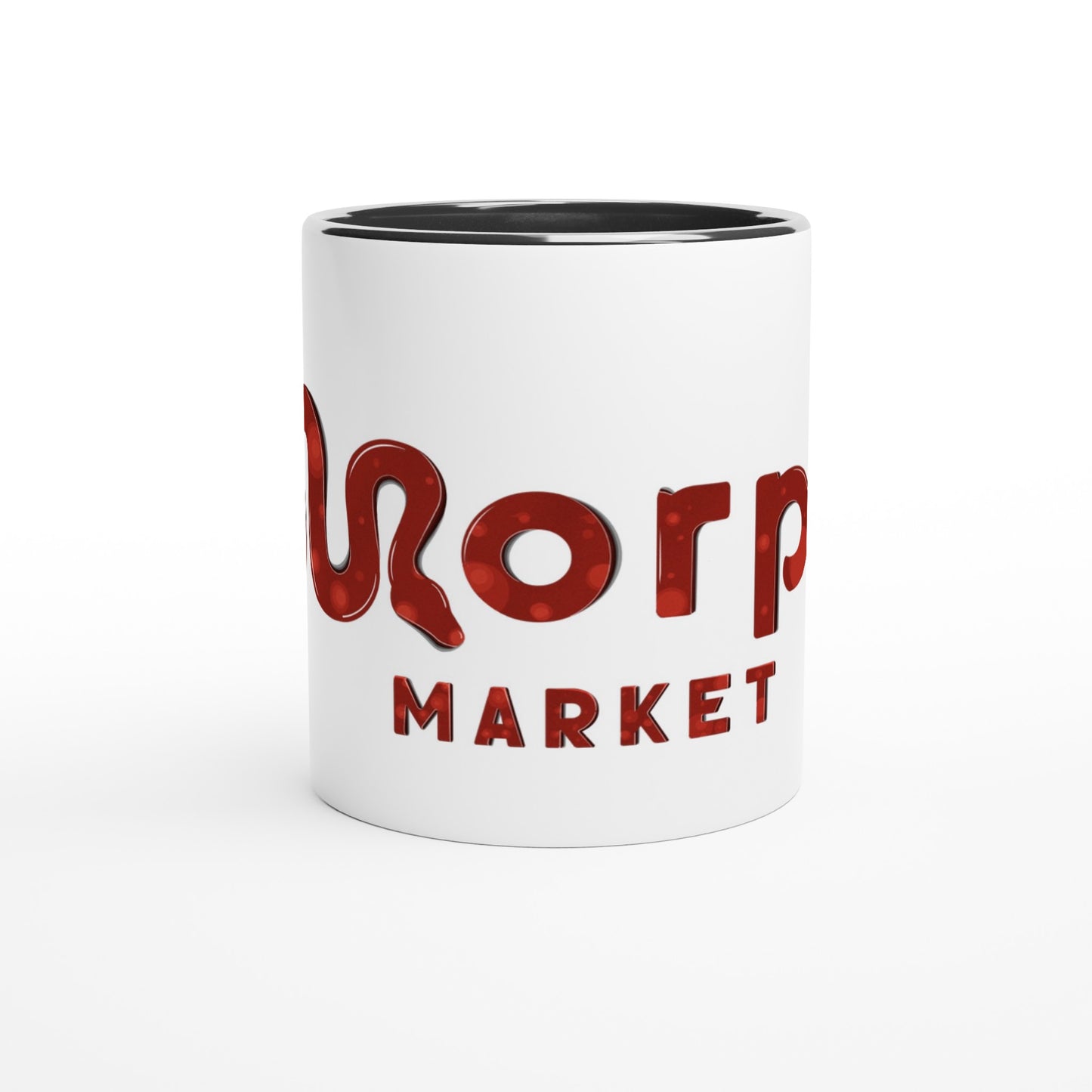 Morph Market (Red Circles) - White 11oz Ceramic Mug with Color Inside