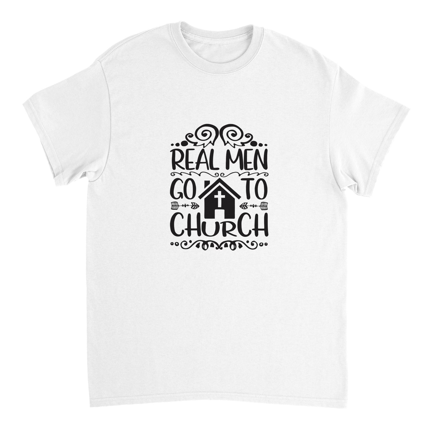 Real Men Go To Church - Heavyweight Unisex Crewneck T-shirt