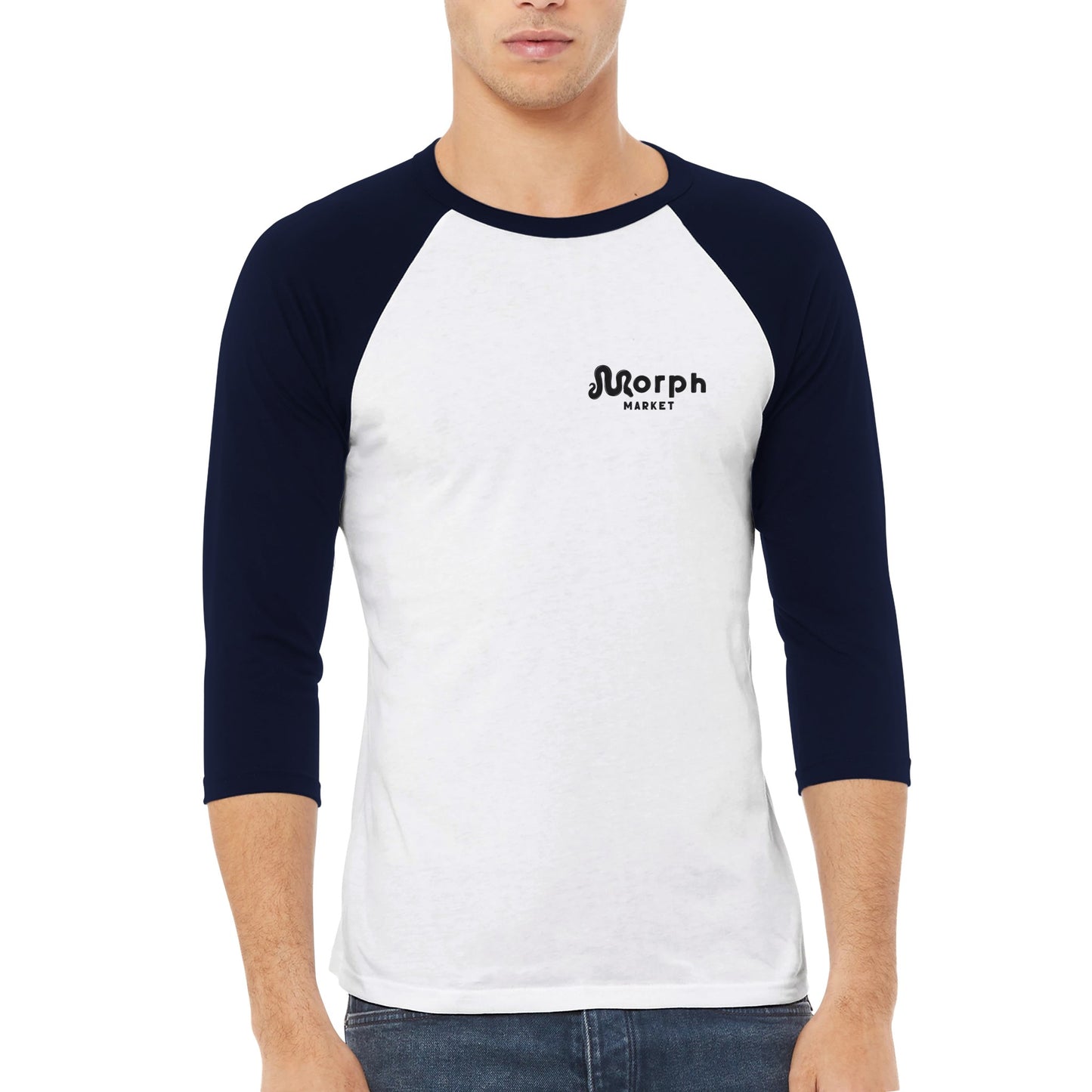 Morph Market (Dark) - Unisex 3/4 sleeve Raglan T-shirt