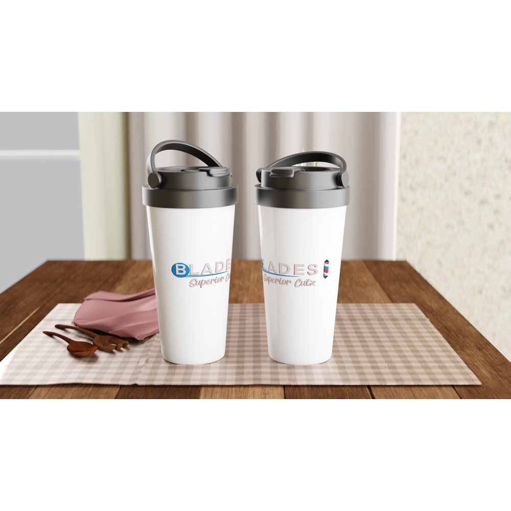 Blades Superior Cutz - White 15oz Stainless Steel Travel Mug