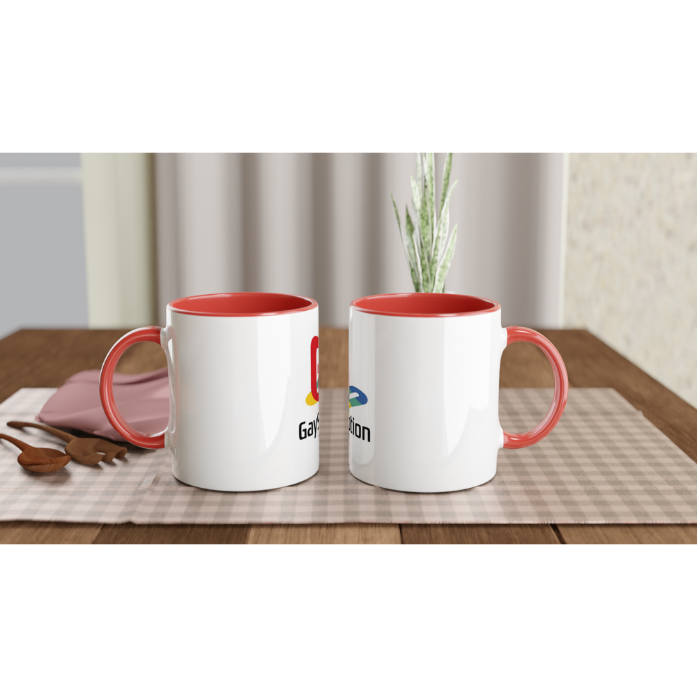 GayStation -- White 11oz Ceramic Mug with Color Inside