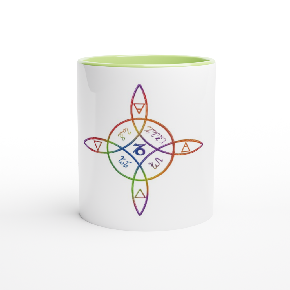 Gavin-White 11oz Ceramic Mug with Color Inside (Rainbow)