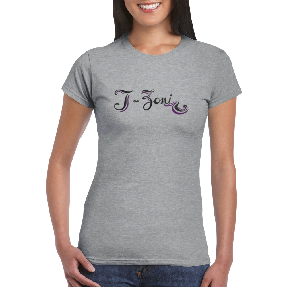 T-Zoni - Classic Womens Crewneck T-shirt (Black+Purple)