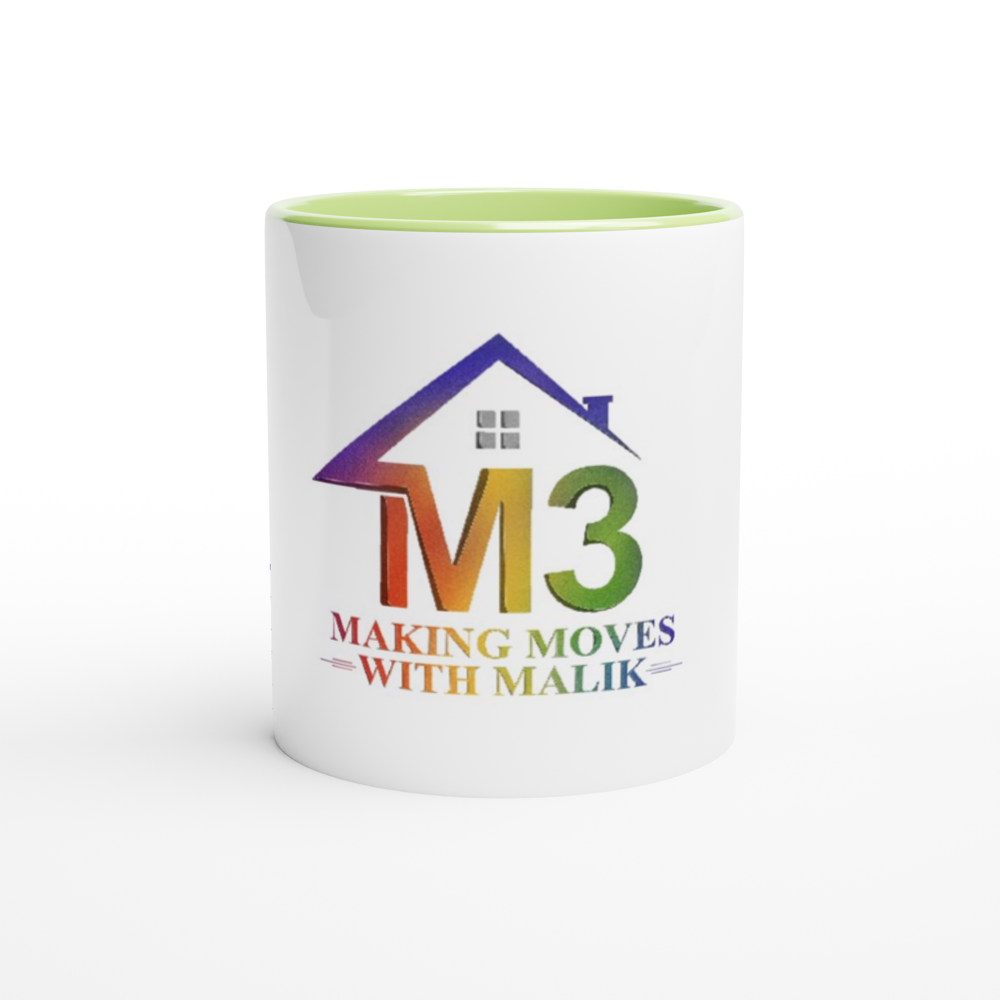 M3 Making Moves with Malik (Rainbow) White 11oz Ceramic Mug with Color Inside