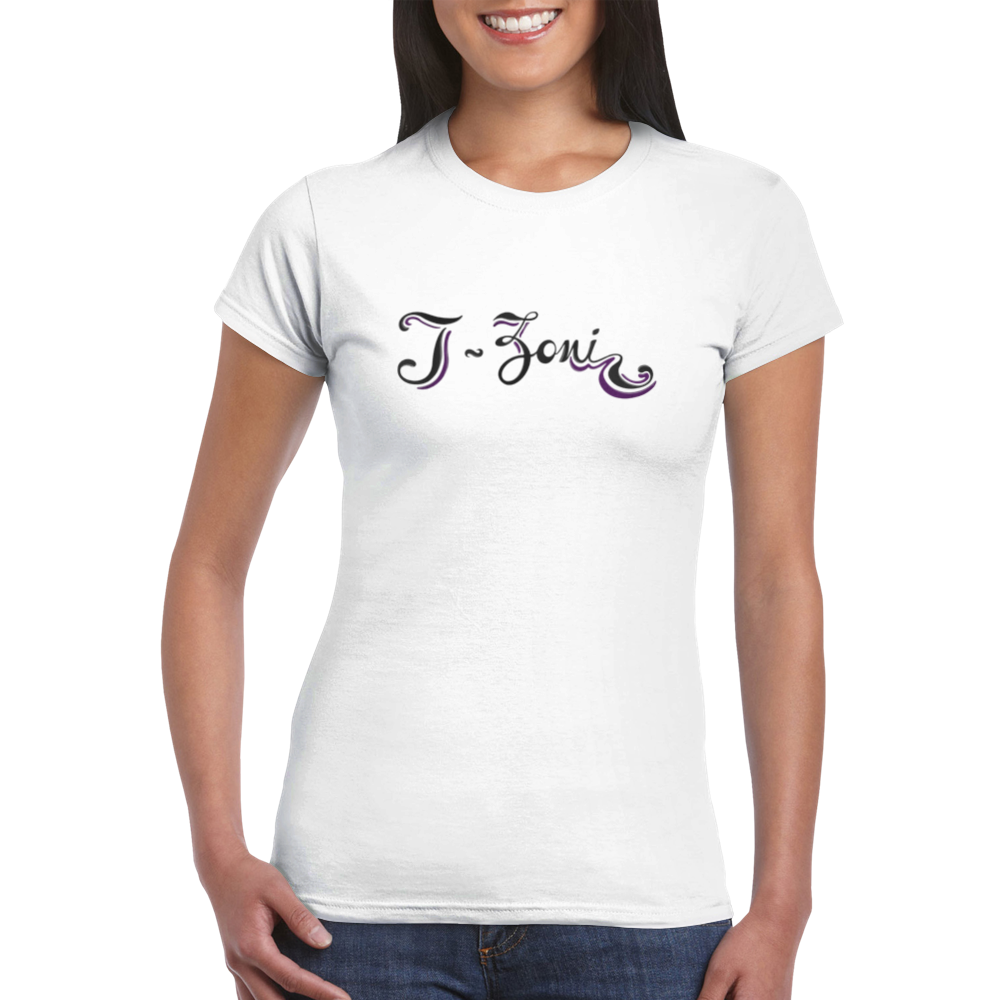 T-Zoni - Classic Womens Crewneck T-shirt (Black+Purple)