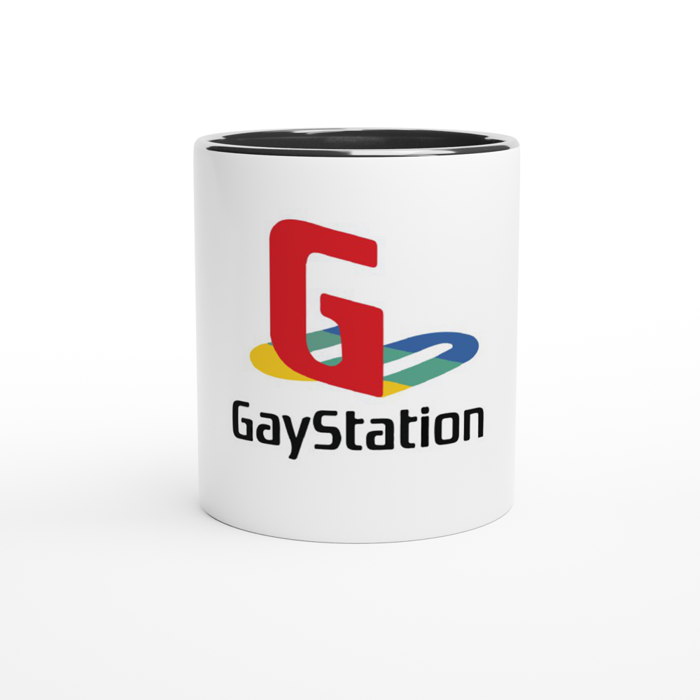 GayStation -- White 11oz Ceramic Mug with Color Inside