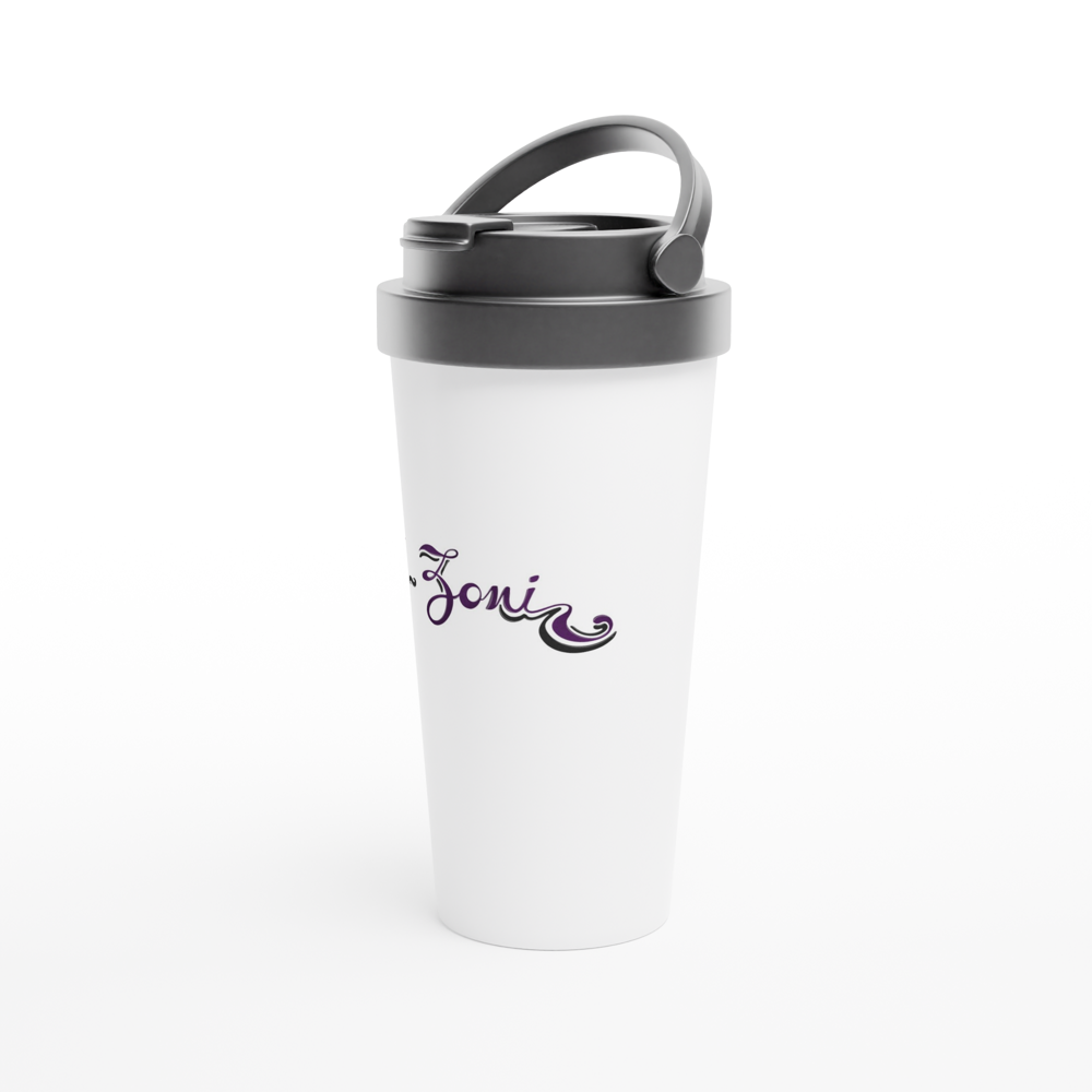 T-Zoni - White 15oz Stainless Steel Travel Mug (Purple +Black)