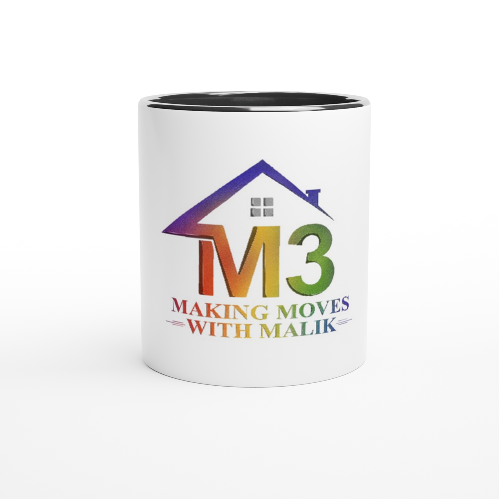 M3 Making Moves with Malik (Rainbow) White 11oz Ceramic Mug with Color Inside