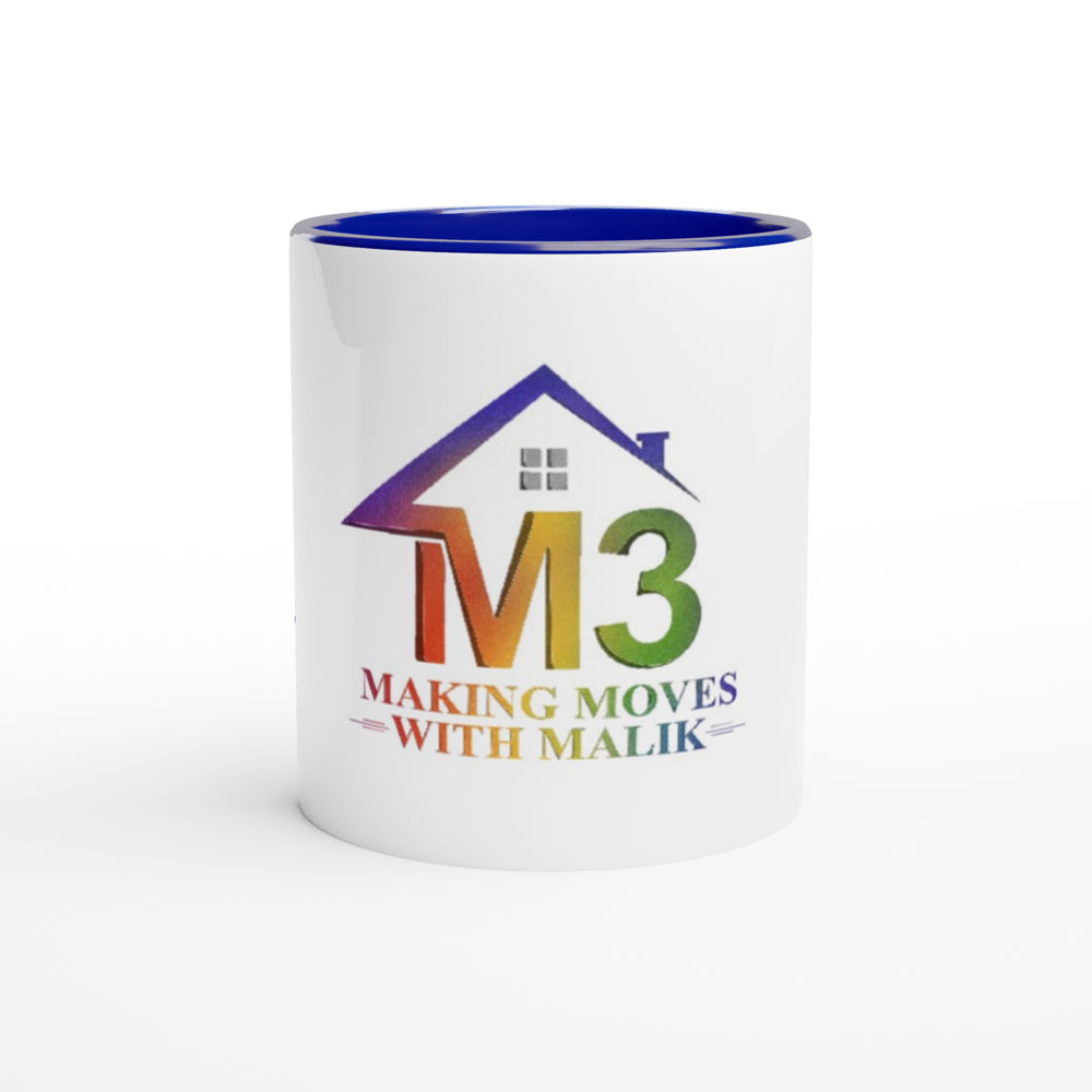 M3 Making Moves with Malik (Rainbow) White 11oz Ceramic Mug with Color Inside